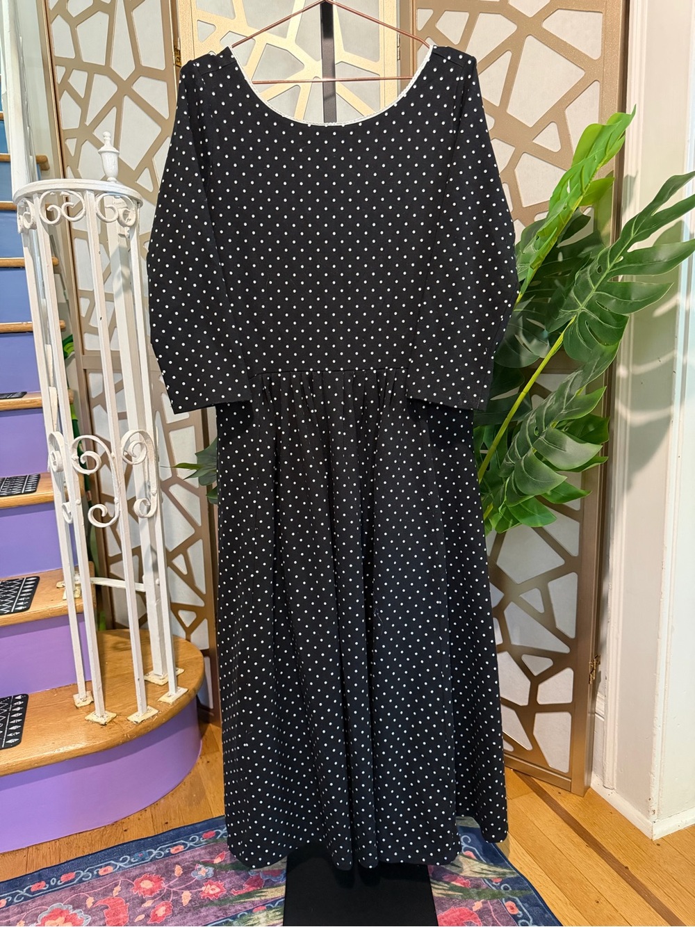 Free People Night Combo Polka Dot Midi Dress XL NWT Black White Cottagecore